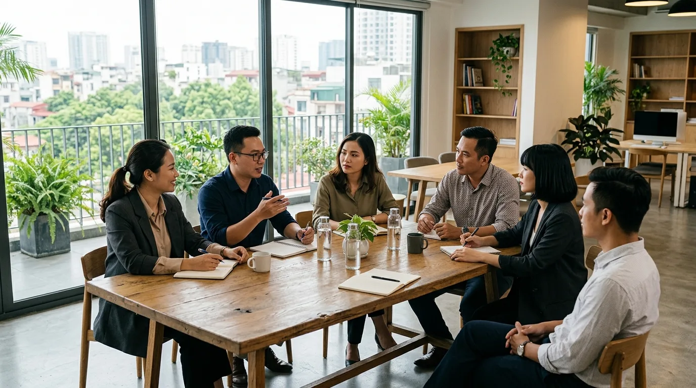 Nhóm chuyên gia Marketing người Việt Nam thảo luận 6 trụ cột chiến lược nội dung.