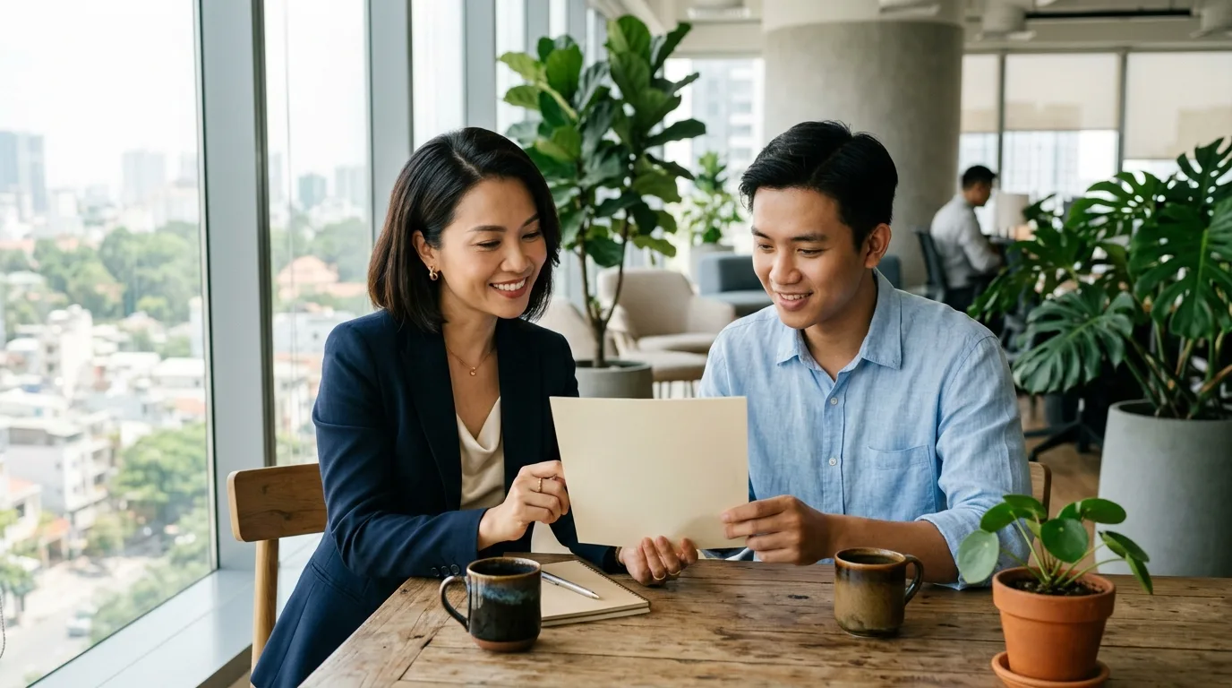 Chuyên viên marketing người Việt Nam phân tích tín hiệu tăng trưởng và chất lượng nội dung để đánh giá hiệu quả cụm chủ đề SEO.