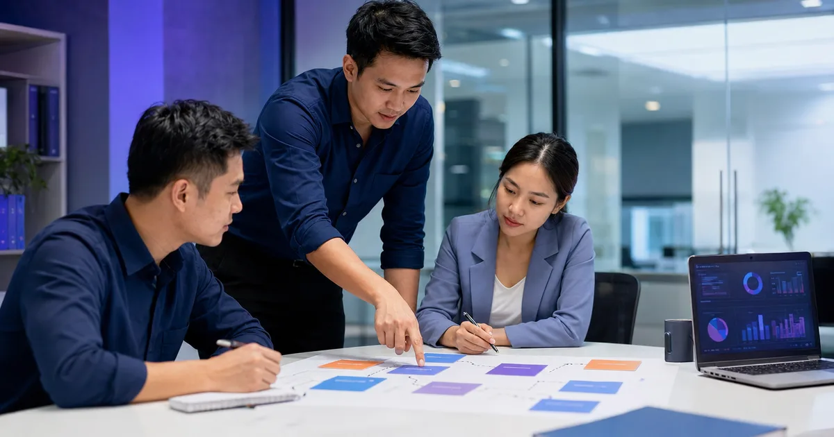 Nhóm vận hành đánh giá quy trình và điểm nghẽn trước khi chọn công nghệ