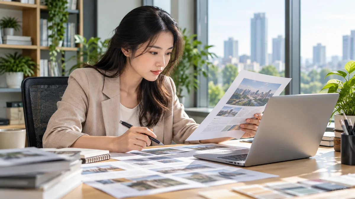 Chuyên gia rà soát và kiểm chứng tính chuẩn xác của nội dung AI trên bàn làm việc
