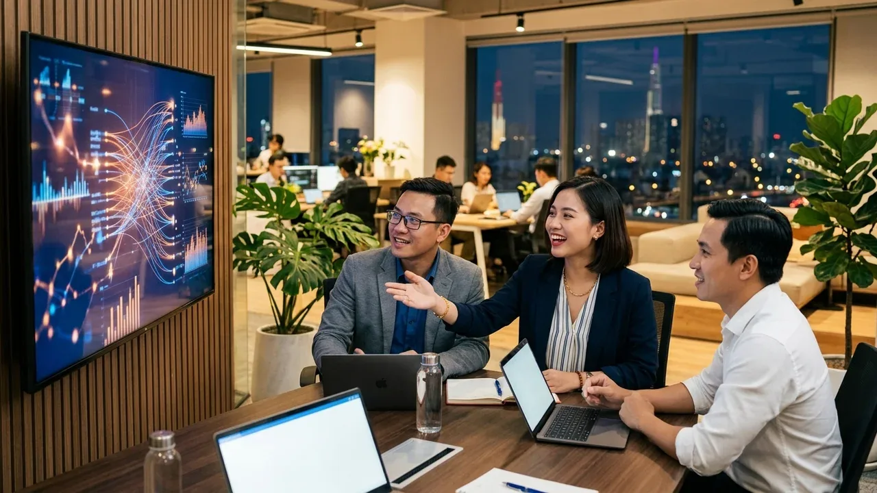 Đội ngũ kỹ sư và chuyên viên giải pháp công nghệ người Việt Nam phân tích mô hình AI đa phương thức và xử lý dữ liệu phức hợp