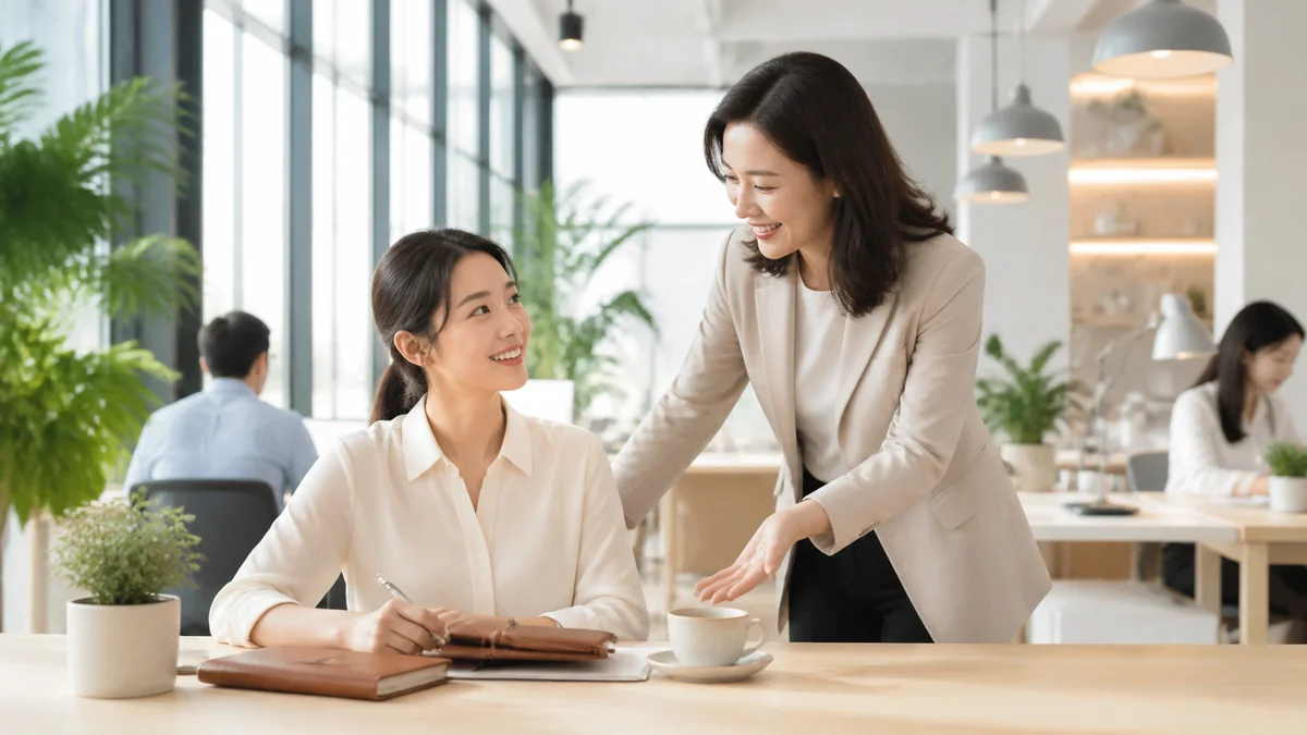 Buổi hướng dẫn hội nhập nhân sự mới thân thiện và chuyên nghiệp trong không gian làm việc hiện đại