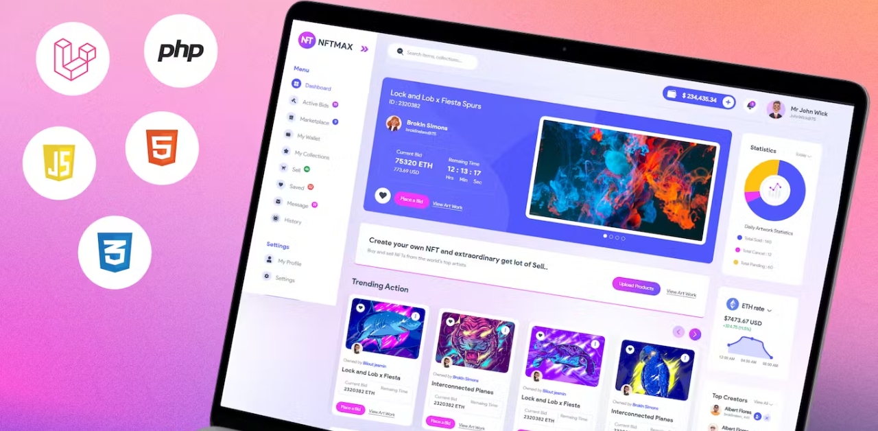 Nftmax – Bootstrap 5 laravel Admin Templates